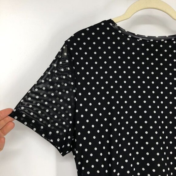 Le Chateau Black white Polka Dot short sleeve ruched NWT Dress Size Large - Picture 13 of 16